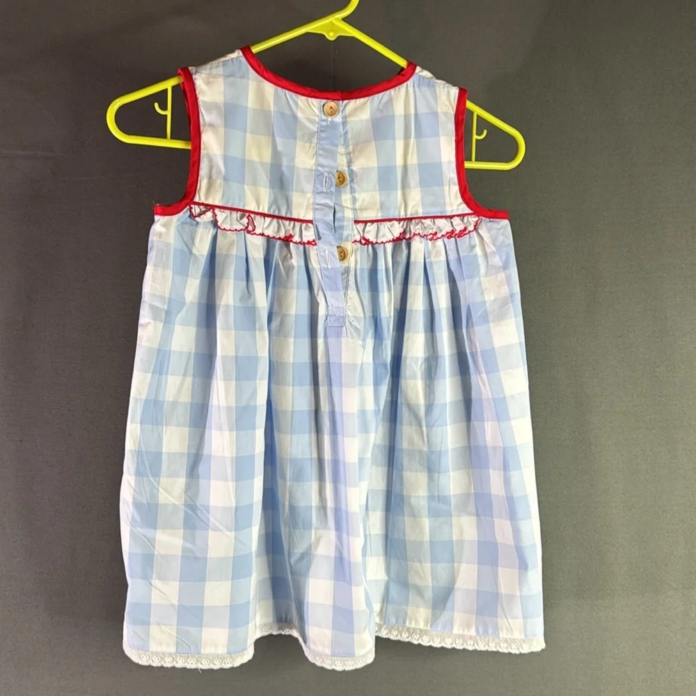 Sugar Blue and White Dress with Red Trim‎ with matching shorts size 10 T